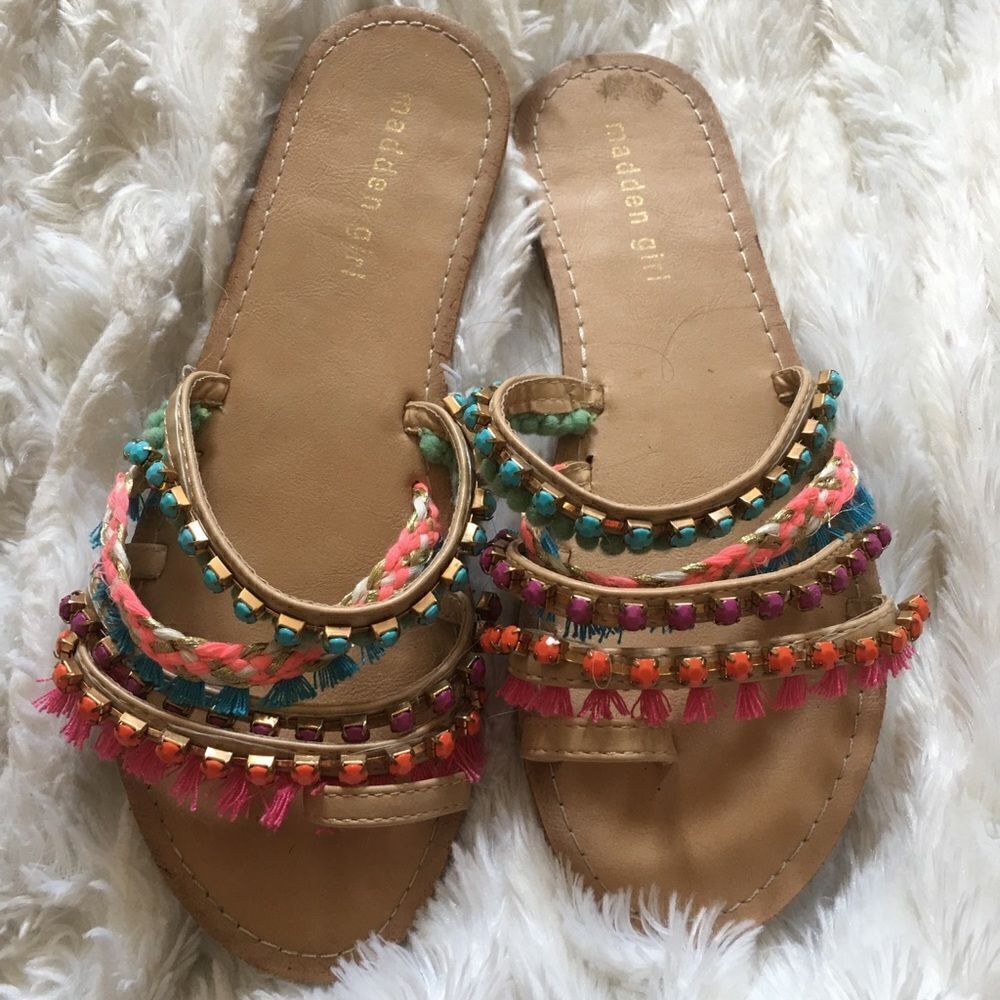 MADDEN GIRL Colorful Decorative Crystal Sandals!